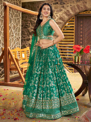 Women’s Silver Floral Embroidered Lehenga Choli with Dupatta