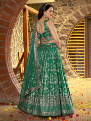 Women’s Silver Floral Embroidered Lehenga Choli with Dupatta