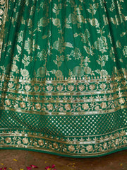 Women’s Silver Floral Embroidered Lehenga Choli with Dupatta
