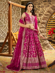 Women’s Silver Floral Embroidered Lehenga Choli with Dupatta