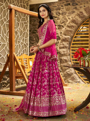 Women’s Silver Floral Embroidered Lehenga Choli with Dupatta
