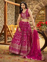 Women’s Silver Floral Embroidered Lehenga Choli with Dupatta