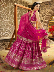 Women’s Silver Floral Embroidered Lehenga Choli with Dupatta