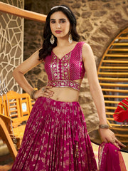 Women’s Silver Floral Embroidered Lehenga Choli with Dupatta