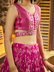 Women’s Silver Floral Embroidered Lehenga Choli with Dupatta