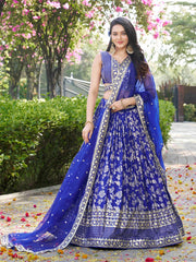Women’s Silver Floral Embroidered Lehenga Choli with Dupatta