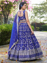 Women’s Silver Floral Embroidered Lehenga Choli with Dupatta