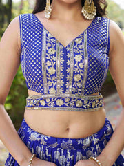 Women’s Silver Floral Embroidered Lehenga Choli with Dupatta