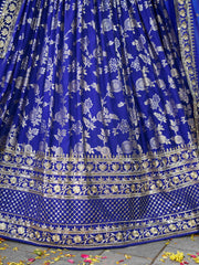 Women’s Silver Floral Embroidered Lehenga Choli with Dupatta