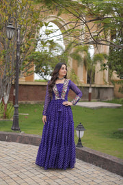 Women’s Navratri Printed Anarkali Gown