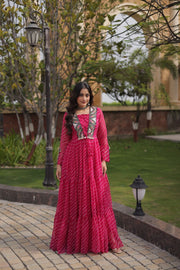 Women’s Navratri Printed Anarkali Gown