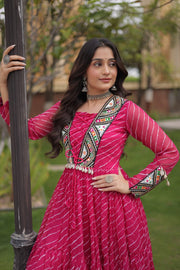 Women’s Navratri Printed Anarkali Gown