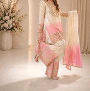 Women’s Embroidered Mirror Work Straight Salwar Suit Set with Palazzo & Dupatta