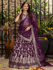 Women’s Silver Floral Embroidered Lehenga Choli with Dupatta