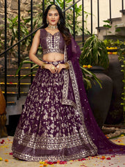 Women’s Silver Floral Embroidered Lehenga Choli with Dupatta