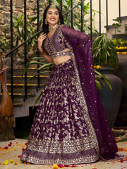 Women’s Silver Floral Embroidered Lehenga Choli with Dupatta