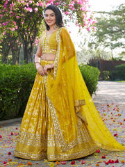Women’s Silver Floral Embroidered Lehenga Choli with Dupatta