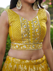 Women’s Silver Floral Embroidered Lehenga Choli with Dupatta