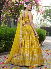 Women’s Silver Floral Embroidered Lehenga Choli with Dupatta