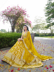 Women’s Silver Floral Embroidered Lehenga Choli with Dupatta