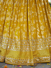 Women’s Silver Floral Embroidered Lehenga Choli with Dupatta