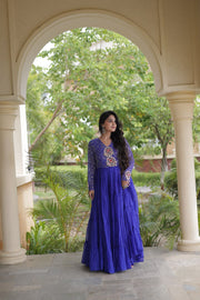 Women’s Anarkali Gown with Kutchi Mirror Work Embroidery