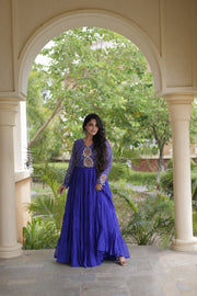 Women’s Anarkali Gown with Kutchi Mirror Work Embroidery