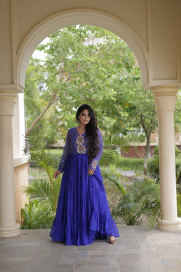 Women’s Anarkali Gown with Kutchi Mirror Work Embroidery