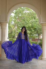 Women’s Anarkali Gown with Kutchi Mirror Work Embroidery