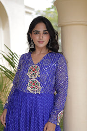 Women’s Anarkali Gown with Kutchi Mirror Work Embroidery