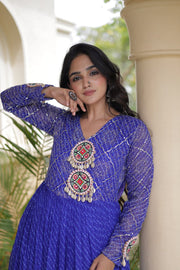 Women’s Anarkali Gown with Kutchi Mirror Work Embroidery