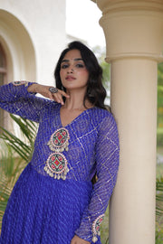 Women’s Anarkali Gown with Kutchi Mirror Work Embroidery