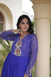 Women’s Anarkali Gown with Kutchi Mirror Work Embroidery