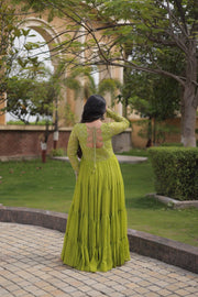 Women’s Anarkali Gown with Kutchi Mirror Work Embroidery
