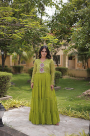 Women’s Anarkali Gown with Kutchi Mirror Work Embroidery