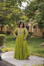 Women’s Anarkali Gown with Kutchi Mirror Work Embroidery