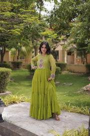 Women’s Anarkali Gown with Kutchi Mirror Work Embroidery