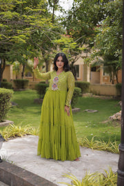 Women’s Anarkali Gown with Kutchi Mirror Work Embroidery