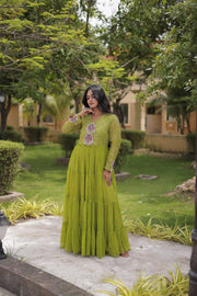 Women’s Anarkali Gown with Kutchi Mirror Work Embroidery