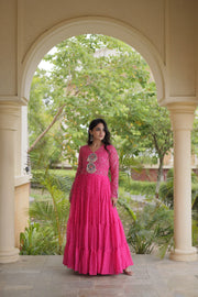 Women’s Anarkali Gown with Kutchi Mirror Work Embroidery