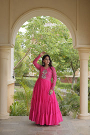 Women’s Anarkali Gown with Kutchi Mirror Work Embroidery
