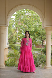 Women’s Anarkali Gown with Kutchi Mirror Work Embroidery