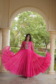 Women’s Anarkali Gown with Kutchi Mirror Work Embroidery