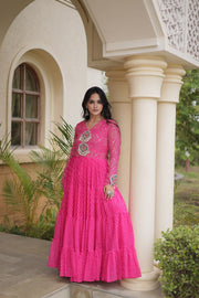 Women’s Anarkali Gown with Kutchi Mirror Work Embroidery
