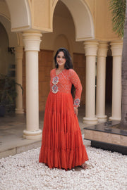 Women’s Anarkali Gown with Kutchi Mirror Work Embroidery