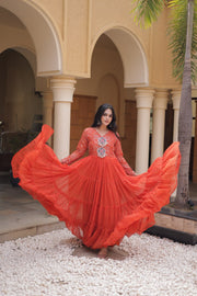 Women’s Anarkali Gown with Kutchi Mirror Work Embroidery