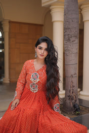 Women’s Anarkali Gown with Kutchi Mirror Work Embroidery