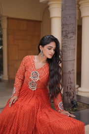 Women’s Anarkali Gown with Kutchi Mirror Work Embroidery