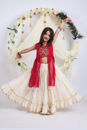 Girls Traditional Lehenga Choli Set with Bandhani Print Top