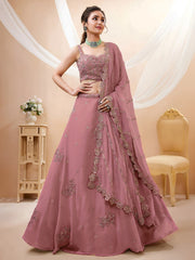 Women Green Georgette Lehenga Choli Set,Zari, Dori & Sequins Embroidery Work